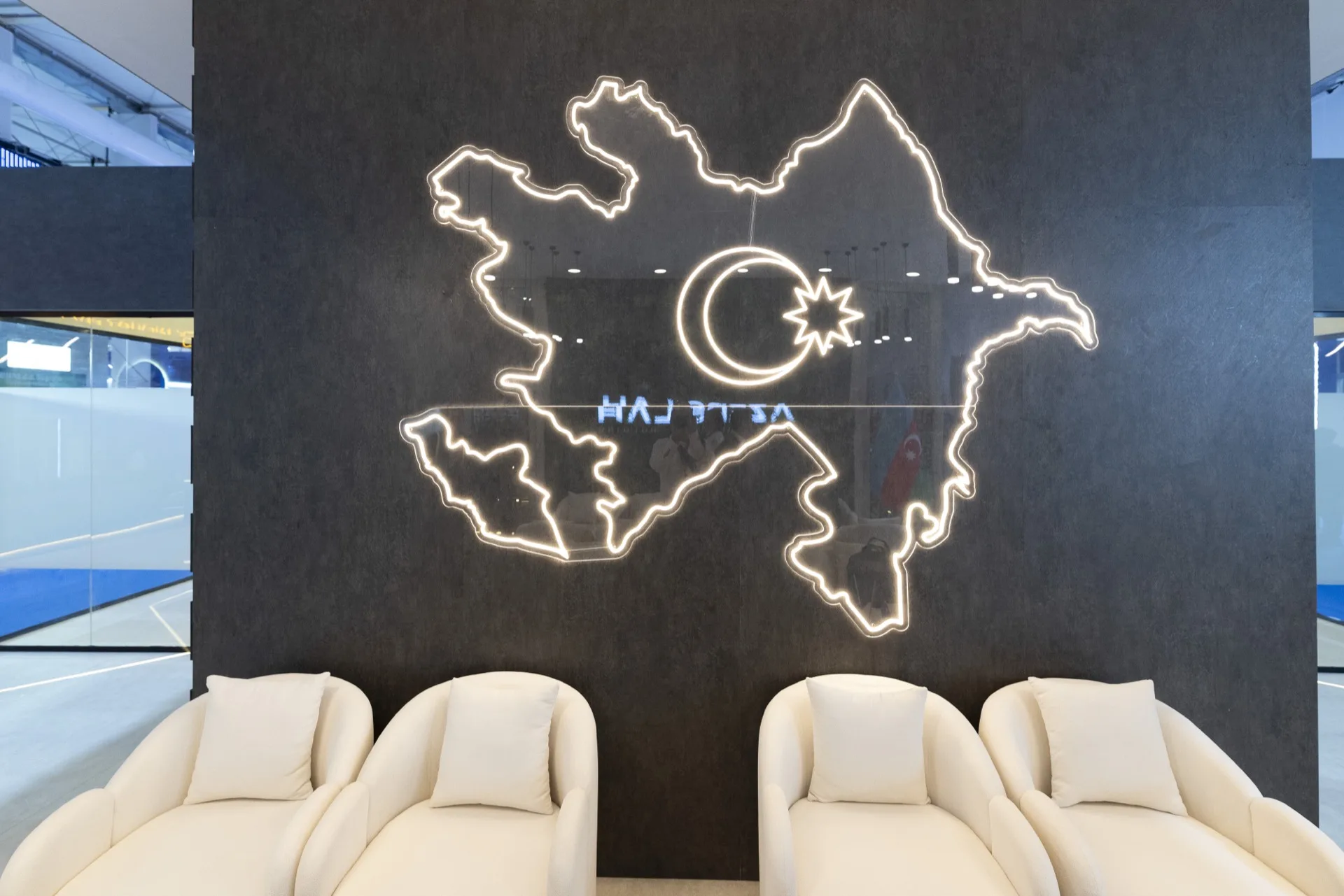 Azersilah neon Azerbaijan map feature wall