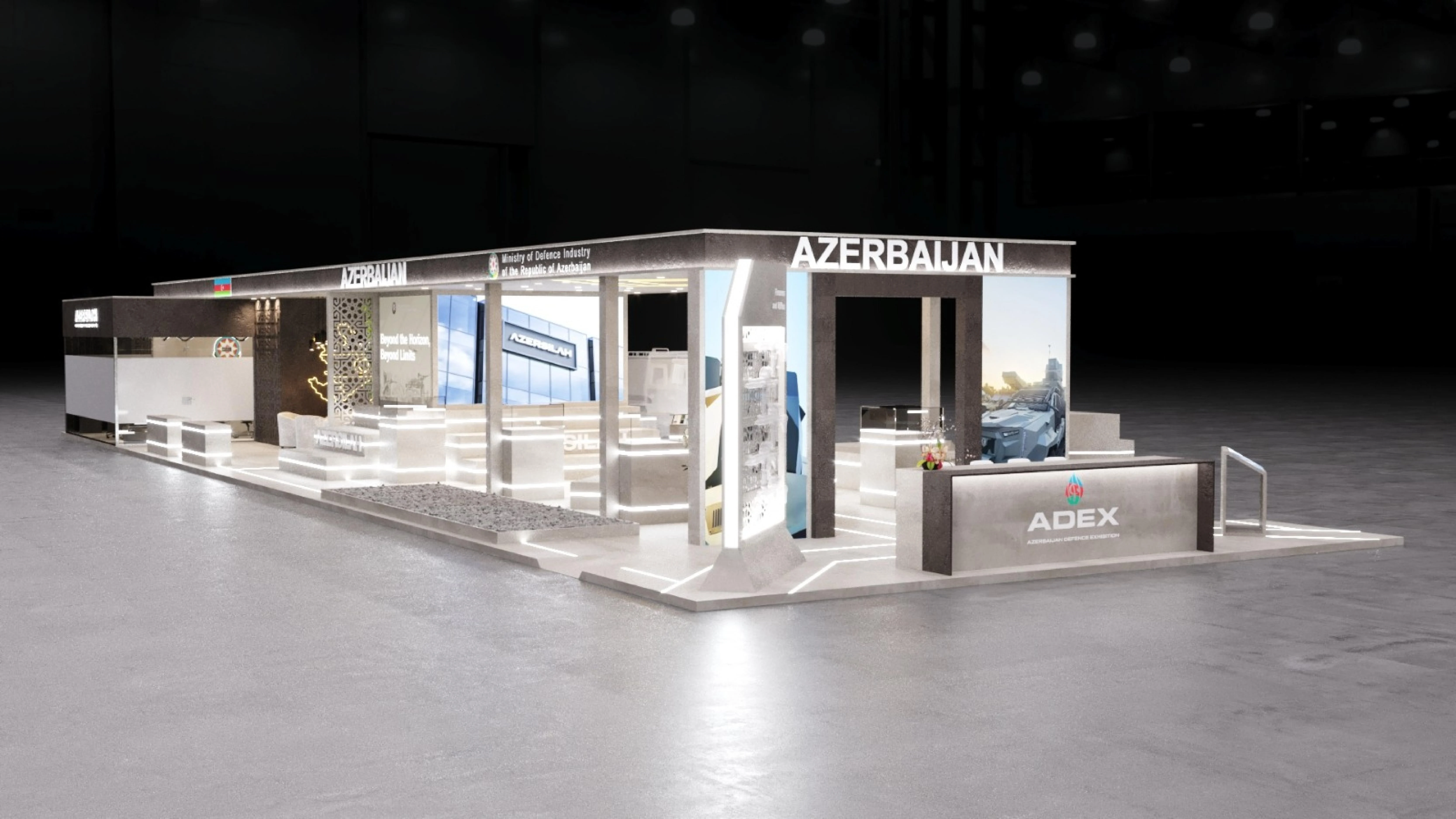 Azersilah national pavilion 3D render - full stand overview