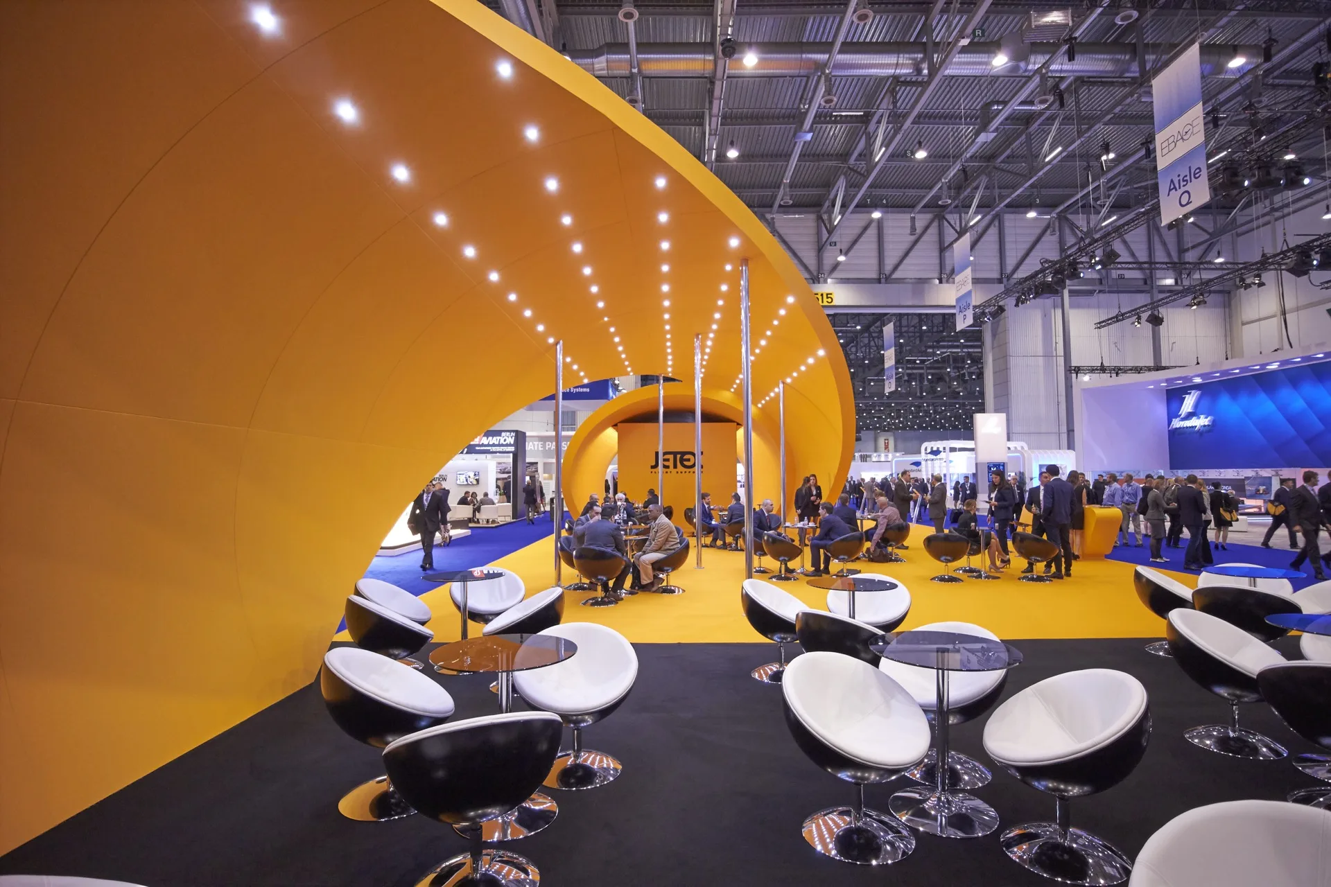 Jetex stand interior with crowd at EBACE Geneva