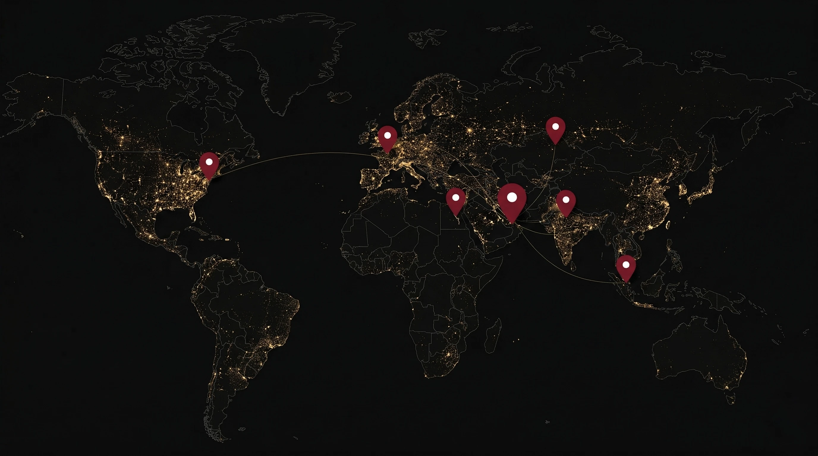 World map showing Orchestra Media's global presence across UAE, Egypt, USA, and CIS regions